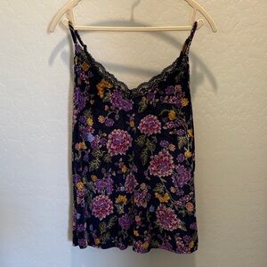 Torrid Velvet Floral Top with Lace Trim